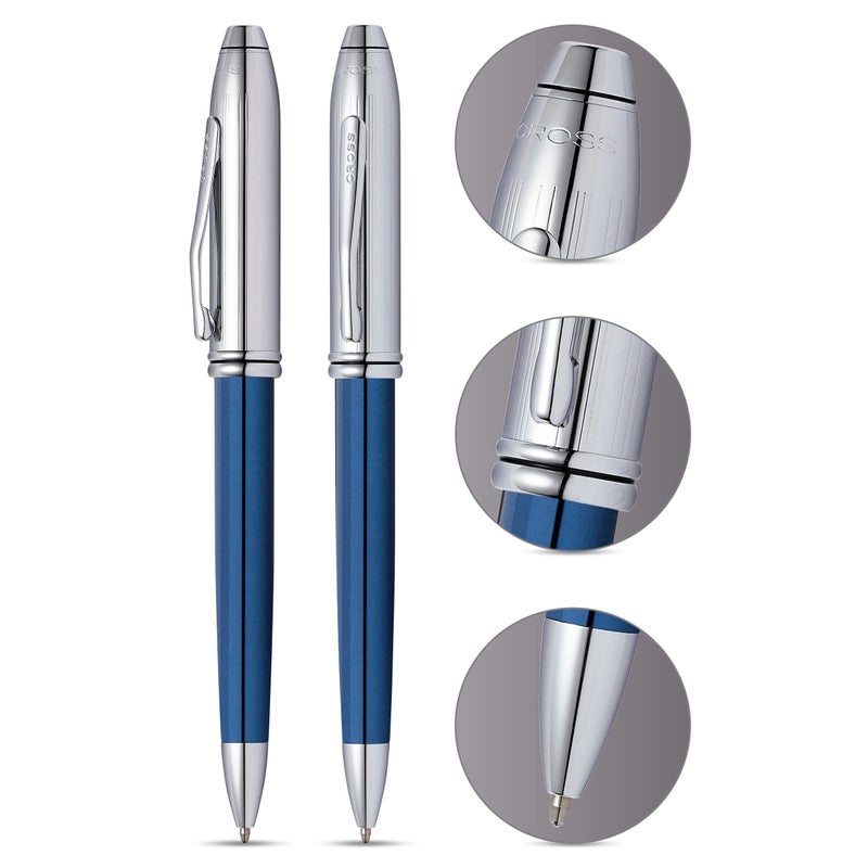 Cross Townsend Limited Edition Ballpoint Pen - Blue Chrome - Image 2
